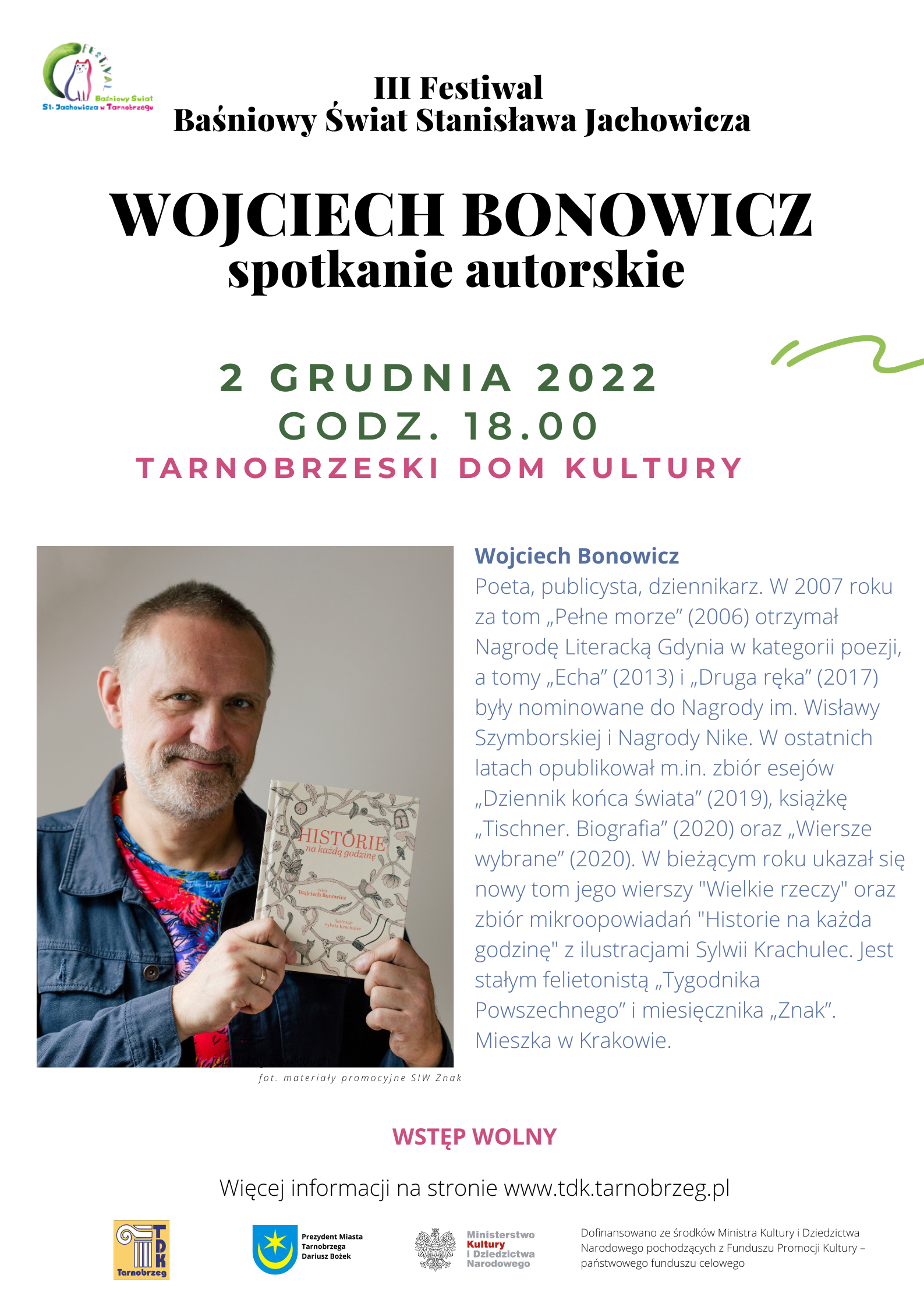 Wojciech Bonowicz będzie gościem III Festiwalu Baśniowy Świat Stanisława Jachowicza.
